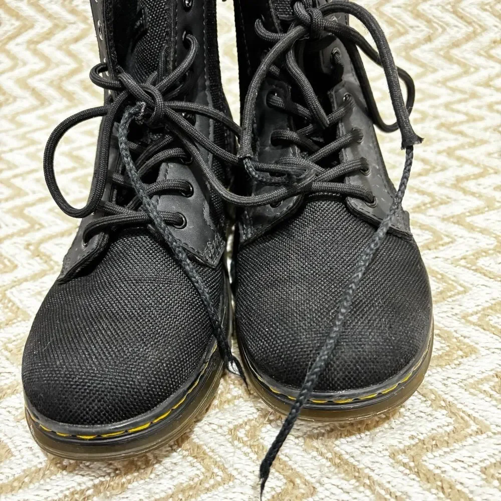 Dr. Martens COMB J Lace Up Ankle Zip Combat Boots Unisex Kids Size 2